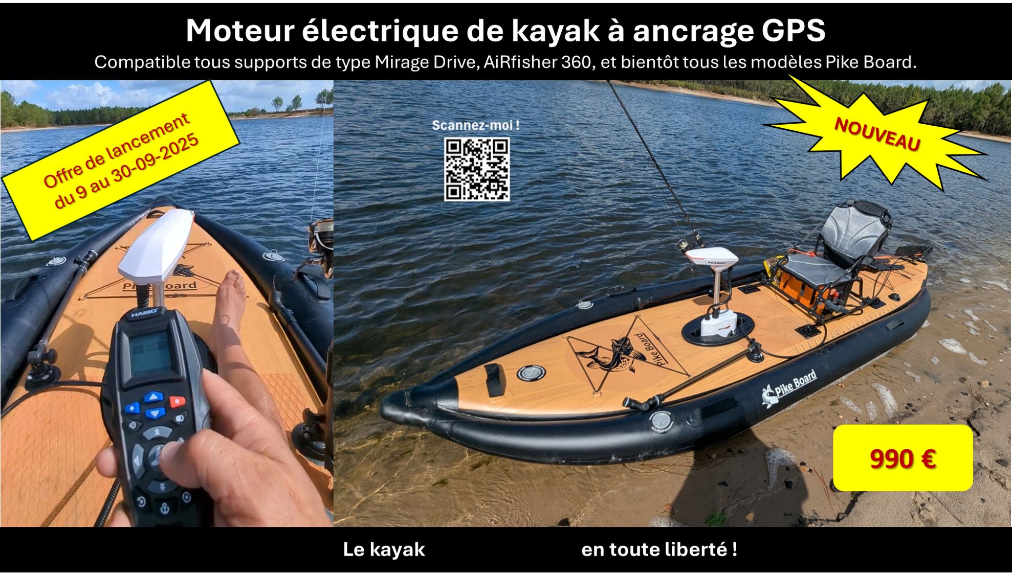 Moteur pour kayak Haribo Q007 à ancrage GPS
